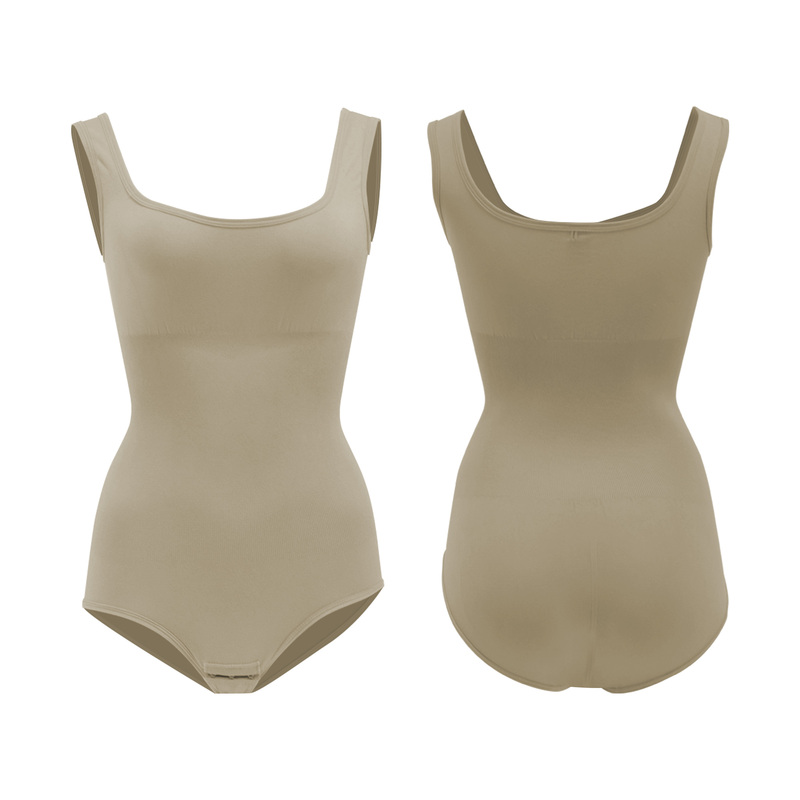 Square Neck Strappy Tank Bodysuit Wide