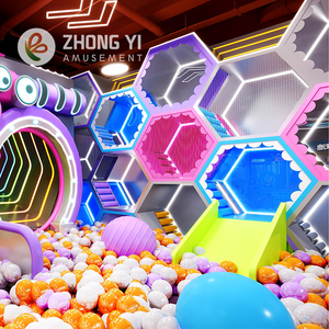 Équipement de terrain de jeux intérieur commercial personnalisé, aire de jeux souple pour enfants avec toboggan double interactif en plastique pour centre commercial - Product Image 6