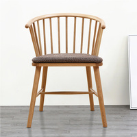 Chaise circulaire à dossier en bois massif avec broche de ferme moderne, chaise de salle à manger Simple