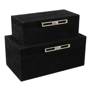 Scatole Decorative per Conservazione con Manico in Metallo, Set di Scatole Portagioie in Velluto Nero per Organizzazione Casa e Ufficio - Product Image 5