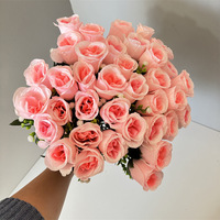 Bouquet de 36 roses en soie artificielle pour les cérémonies de mariage, les décorations de salles, les arrangements de table d'hôtel et de maison, les cadeaux de la Saint-Valentin