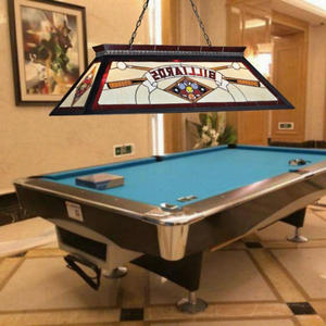 Lampe suspendue rectangulaire Tiffany faite à la main de 48 pouces pour table de billard, idéale pour la maison et les bars, 6 lumières E27, verre central - Product Image 1
