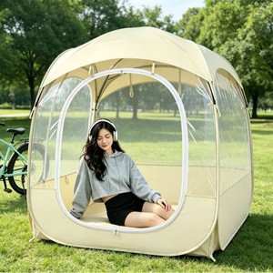 Tente de observation transparente en PVC pour véranda 2x3m, tente de camping portable d'extérieur monocouche blanc cassé pour printemps, automne et hiver - Product Image 4