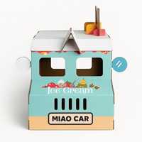 Maisonnette pour chat en carton personnalisée, camion de crème glacée en carton, griffoir pour chat en carton, maison pliable pour chat avec des designs et des couleurs uniques