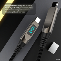 Câble USB-C Tendance Actuelle 240W 100W avec Affichage Numérique LED, Câble de Données Haute Qualité Certifié CE FCC pour Batterie Externe