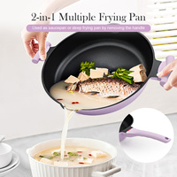 Poêle à frire Sanlang OEM Purple Cookware 32 cm en aluminium moulé, robuste, avec revêtement antiadhésif, pour la cuisine à domicile