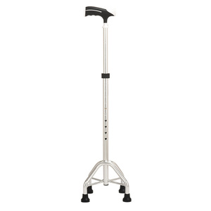 Four-Legged <b>Walking</b> <b>Stick</b> Adjustable Height Aluminum Alloy Triangular Cane For Elderly Support - Product Image 1