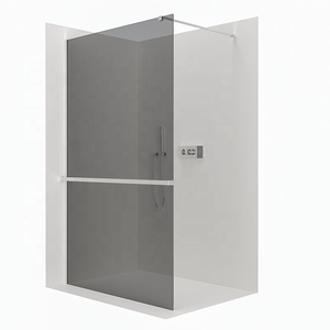 Profil mural en aluminium pour salle <span class=keywords><strong>de</strong></span> bain <span class=keywords><strong>de</strong></span> style européen moderne écran <span class=keywords><strong>de</strong></span> <span class=keywords><strong>douche</strong></span> en verre gris avec porte-serviettes - Product Image 2