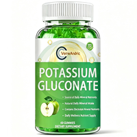 Gummies Minérales au Gluconate de Potassium Sans Sucre Marque Blanche OEM, Complément Nutritionnel Minéral Quotidien pour Électrolytes Adultes 60