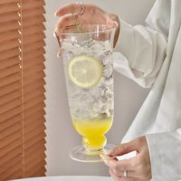 Modern fruittheeglas, hoogvoetig cocktailglas voor sap, koude dranken, bruiswater, café, restaurant, bar, dagelijks gebruik