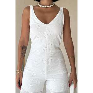 Mono de Encaje Blanco para Mujer, Cintura Alta, Estilo Minimalista, Transpirable, Traje de Verano para la Playa - Product Image 2