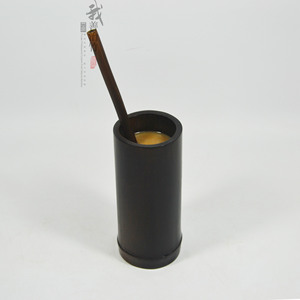 <b>Bamboo</b> Cup Deep Carbonized 6Cm Eco Friendly Drink Cup With <b>Bamboo</b> <b>Straws</b> For Tea Coffee Gift - Product Image 3