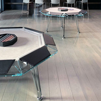 Table de poker Texas Hold'em en verre trempé de luxe haut de gamme, table de jeu de société et de cartes de luxe léger