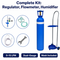 Ensemble de bouteilles d'oxygène avec régulateur, débitmètre, chariot portable, en acier sans soudure, haute pression, pour usage médical, vente en gros
