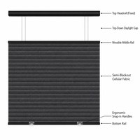 Stores alvéolaires finis pour fenêtres à battants, double cellule, tissus intégrés, occultants solaires, sans cordon