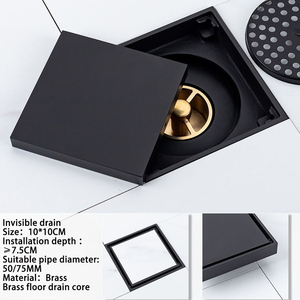 Trampa de drenaje de suelo de latón <span class=keywords><strong>cromado</strong></span>, rejillas de desecho de inserción de azulejo para colador de ducha de baño y cocina para fregaderos de cocina - Product Image 3