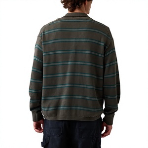 Suéter de Punto Jacquard Personalizado OEM de Alta Calidad, 100% Algodón, Antiarrugas, Casual, 280g, con Rayas para Hombre, Invierno - Product Image 3