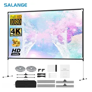 Wholesales Salange Outdoor Projection Screens 100 Inch Portable Screen Ultra 16:9 HD 4K Projector Screen with Stand