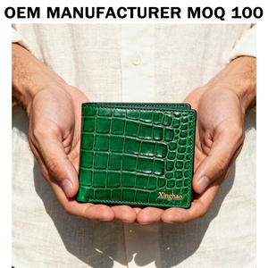 Custom di fabbrica elegante <span class=keywords><strong>portafoglio</strong></span> in pelle <span class=keywords><strong>verde</strong></span> di qualità Premium modello di coccodrillo in vera pelle <span class=keywords><strong>portafoglio</strong></span> per gli uomini di lavoro uso - Product Image 1