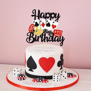 Décoration de gâteau de <span class=keywords><strong>casino</strong></span>, jeu de poker, joyeux anniversaire, décoration de soirée sur le thème du <span class=keywords><strong>casino</strong></span> de Las Vegas, fournitures pour fête d'anniversaire - Product Image 1