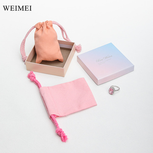 Custom Rectangle Cardboard Drawer Jewelry <b>Box</b> with Cotton Pouch Paper Gift Packaging - Product Image 3