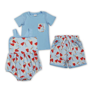 Conjunto de ropa de verano para hermanos, diseño Blue Print Boys, 4 de julio, ropa a juego. - Product Image 1