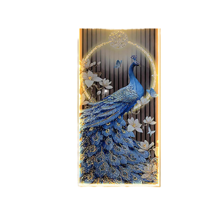 2026 Modern Luxury Canvas Peacock <b>Wall</b> Frame Electronic Led <b>Clock</b> Durable Quality Still Life Abstract Art Home Decor Living Room - Product Image 2