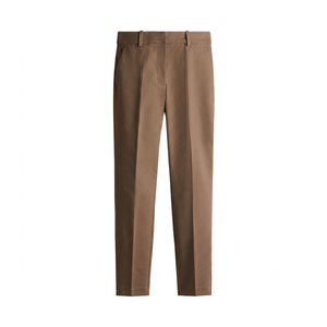 Pantalon Oxford décontracté beige pour homme, taille mi-haute, braguette boutonnée, coupe droite, infroissable, en coton mi-lourd, uni, style plat sur le devant - Product Image 3
