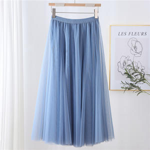 Moda nuova gonna elastica da donna in rete da <span class=keywords><strong>spiaggia</strong></span> primavera estate coreana gonna lunga alla moda a pieghe gonne in Tulle bianche nere - Product Image 6