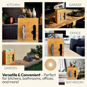 Dispenser <span class=keywords><strong>per</strong></span> Sacchetti della Spazzatura in Bambù <span class=keywords><strong>per</strong></span> Cucina, Finitura Laccata, Organizzatore <span class=keywords><strong>per</strong></span> Dispensa e Lavello, Portarotoli <span class=keywords><strong>per</strong></span> Appartamenti e Case - Product Image 5