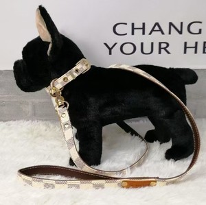 Collar para mascotas de moda de lujo acolchado de cuero genuino y correa para exteriores para perros pequeños Yorkshire Terrier Teddy Bichon Bulldog Francés - Product Image 5