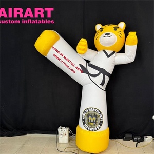 3 Metre Boyunda Özelleştirilmiş Boyutta Şişme Kaplan Karate Maskotu, Şişme Sevimli Tekvando Karakter Balonu - Product Image 1