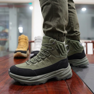 TSB85 Men High Top <b>Hiking</b> <b>Boots</b> Waterproof Outdoor Green PU Leather All Seasons Walking Shoes - Product Image 6
