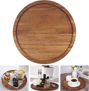 Plateau de service en bois, grand plateau rond de 30 cm, plateau décoratif en bois d'acacia, plateau de service en bois, assiette de service en bois - Product Image 1