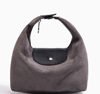 Sac Hobo en Daim Souple pour Femme, Sac à Main Vintage à Bandoulière avec Rabat en Cuir et Fermeture Éclair, Sac Décontracté à Porter sous le Bras, Sac Fourre-tout pour le Déjeuner, Vente en Gros