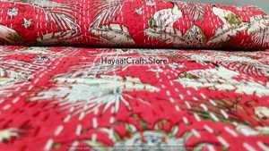 Couverture Kantha imprimée faite à la main, motif floral de tigre bohème rouge, décoration d'intérieur toute saison - Product Image 2
