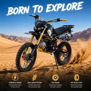 Moto tout-terrain de 125 cm3, moto à essence, moto de course avec moteur 4 temps, double suspension pour la conduite en plein air - Product Image 1