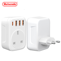 Reisende 12W Max EU Adaptador de viaje de alimentación internacional Enchufes y enchufes múltiples portátiles con 2 USB y 2 Tipo-C para EE. UU. UE DE REINO UNIDO AU