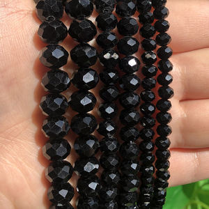 Perline di Vetro Cristallo Sfaccettato Nero 4-12mm, Pietre Semipreziose Naturali Rotonde, Filo da 38cm per Creazione di Gioielli KUOYU F00171 - Product Image 5