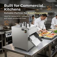 Multifunctionele commerciële fruit- en groentesnijmachine van roestvrij staal voor bananen, aardappelen, appels, citroenen, komkommers en wortelen.