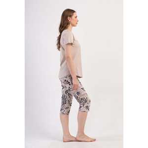 Traje de dormir capri ovalado de manga corta con cuello redondo para mujer - Product Image 2