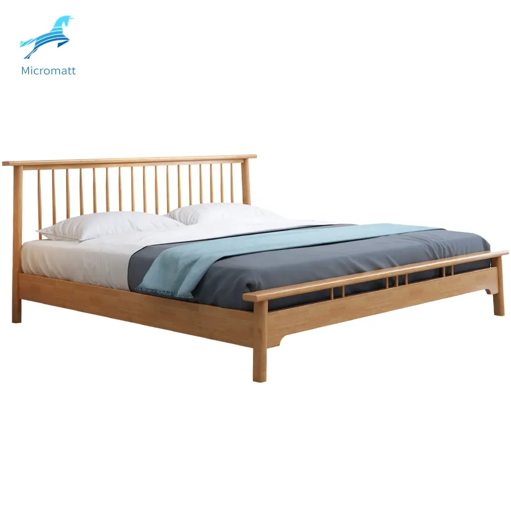 Gran oferta, muebles sencillos para dormitorio, tamaño queen, cama de madera maciza de 150cm