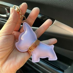 Cute French Bulldog Keychain PU Leather Car <b>Key</b> <b>Ring</b> & Bag Pendant Creative Puppy Gift for Pet Lovers (Wholesale Available) - Product Image 5