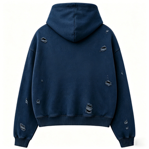 Sudadera con Capucha para Hombre, Estilo <span class=keywords><strong>Vintage</strong></span>, Lavado Azul Desgastado, con Logotipo Impreso, 450gsm, Sudadera con Capucha y Bolsillo Canguro, Estilo Urbano, Felpa de Algodón - Product Image 1