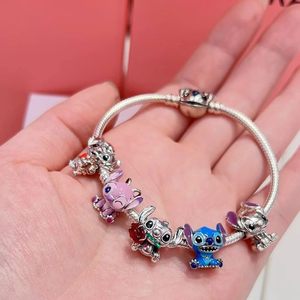 Pulsera <span class=keywords><strong>de</strong></span> colaboración Stitch, <span class=keywords><strong>Plata</strong></span> <span class=keywords><strong>de</strong></span> Ley 925, Cuentas <span class=keywords><strong>de</strong></span> Ángel Rosa <span class=keywords><strong>PANDORA</strong></span>, Accesorios Personalizados DIY, Joyería <span class=keywords><strong>de</strong></span> Alta Gama - Product Image 1