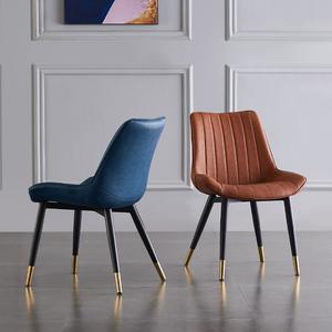 Nordic काले इतालवी आधुनिक लक्जरी रेस्तरां रसोई घर कुर्सी घर फर्नीचर चमड़े के भोजन कुर्सियां धातु पैरों के साथ चमड़े के भोजन कुर्सियां - Product Image 3