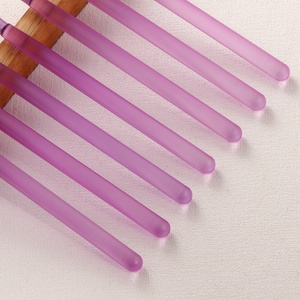 Pinceaux à ongles ronds plats pour nail art, manche violet, poils en nylon durables, pour la décoration et la peinture des ongles, ensemble de pinceaux de manucure - Product Image 2