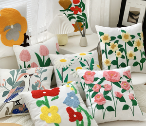 Embroidered Throw Pillow Cover - 18x18 Decorative Pillow Cover with Zipper Aesthetic Cute Design Boho Cozy Throw Pillowcase - Product Image 6