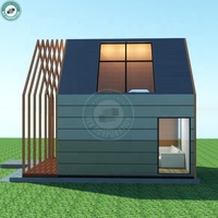 Casa Prefabricada de Aluminio con Balcón, Casa Prefabricada Tipo Loft con Techo de Cristal para Vacaciones de Luna de Miel
