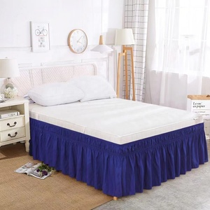 Vàng Sao Bộ Đồ Giường Trắng Đôi Mềm Frilled Cơ Sở Valance Sheets Với Poly Cotton Đồng Bằng Nhuộm Giường Váy Bao Gồm - Product Image 3